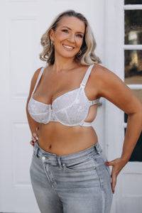 White Infini Bra Lux — backless multi-way bra with adjustable band for D+ cups — Rimoné Paris