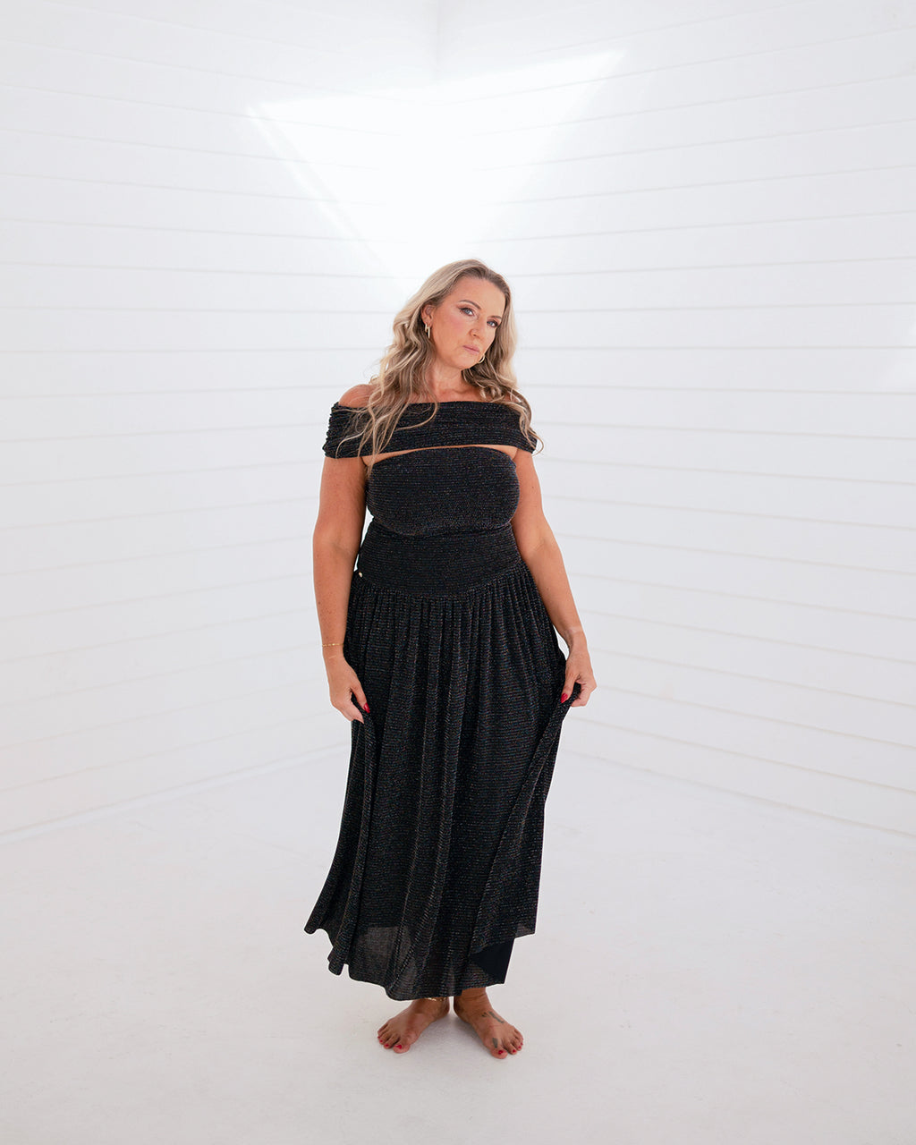 Convertible Dress worn strapless — 3-way reversible design — Rimoné Paris