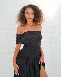 Convertible Dress worn strapless — 3-way reversible design — Rimoné Paris