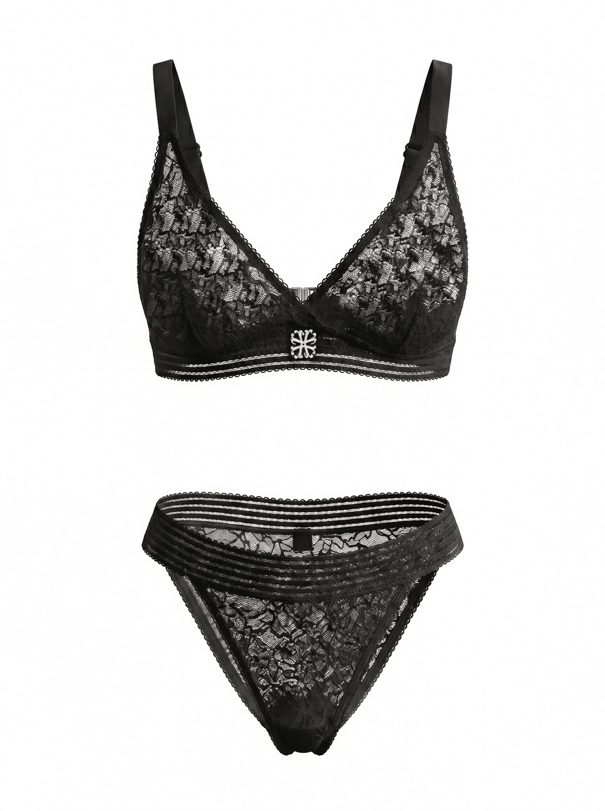 Black Whisper Set, front view — seamless elastic waistband loungewear — Rimoné Paris