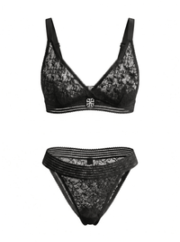 Black Whisper Set, front view — seamless elastic waistband loungewear — Rimoné Paris