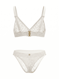 White Whisper Set, back view — seamless elastic waistband loungewear — Rimoné Paris