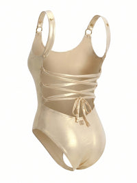 White Eclipse Swimsuit, back view — wrap-style one-piece for D–HH cups — Rimoné Paris