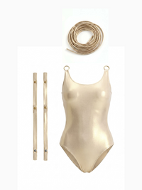 White Eclipse Swimsuit, front access detail — wrap-style one-piece for D–HH cups — Rimoné Paris