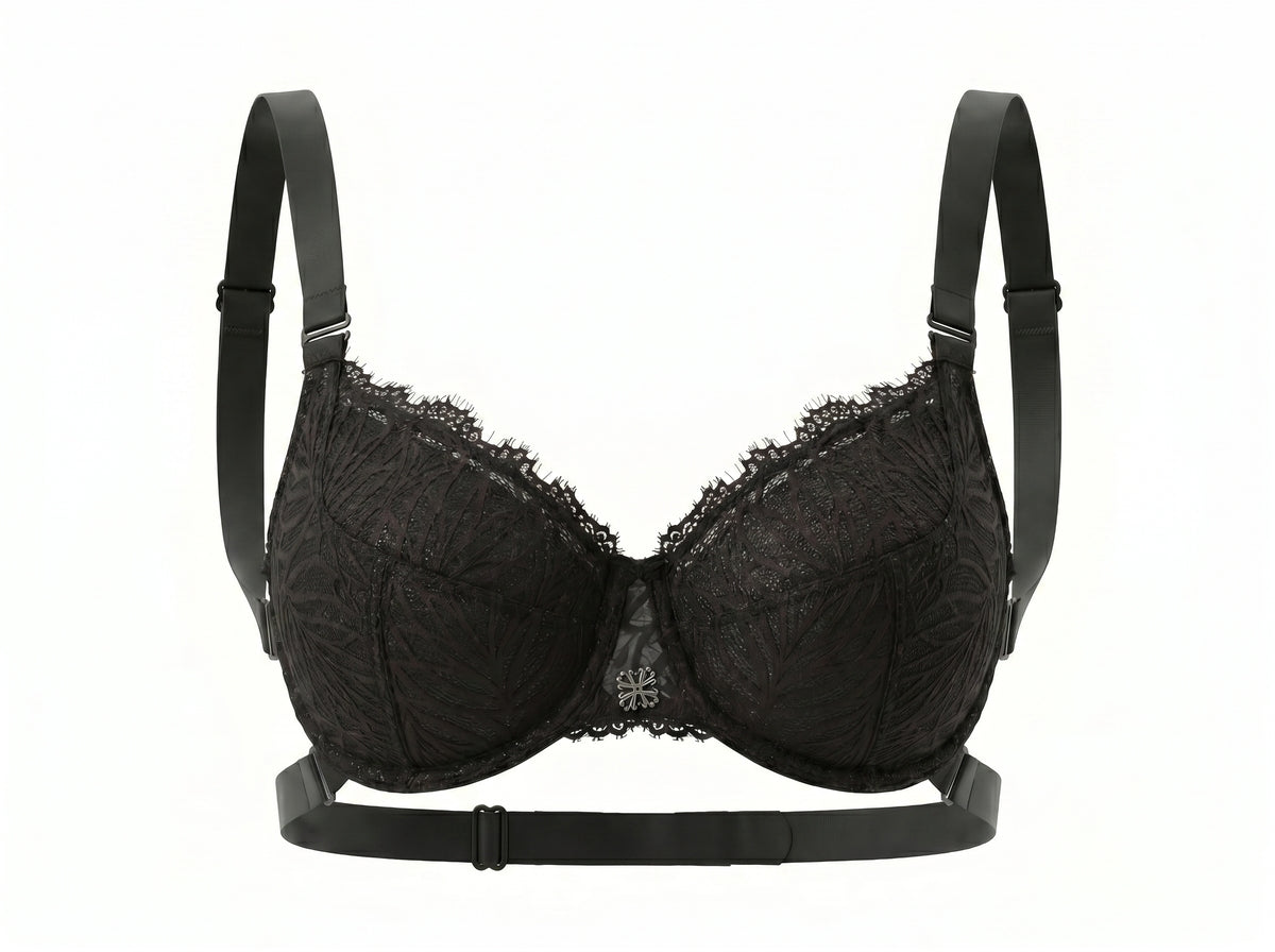 Black Infini Bra, front view — everyday backless bra for D+ cups — Rimoné Paris