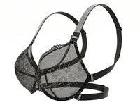 Infini Bra Lux in black and silver, side view — backless multi-way bra with adjustable band for D+ cups — Rimoné Paris
