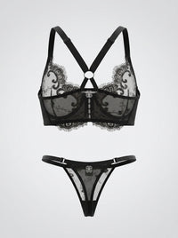 Black Jardin Bustier, back view — front-closure DD+ bra with wide ribcage band — Rimoné Paris