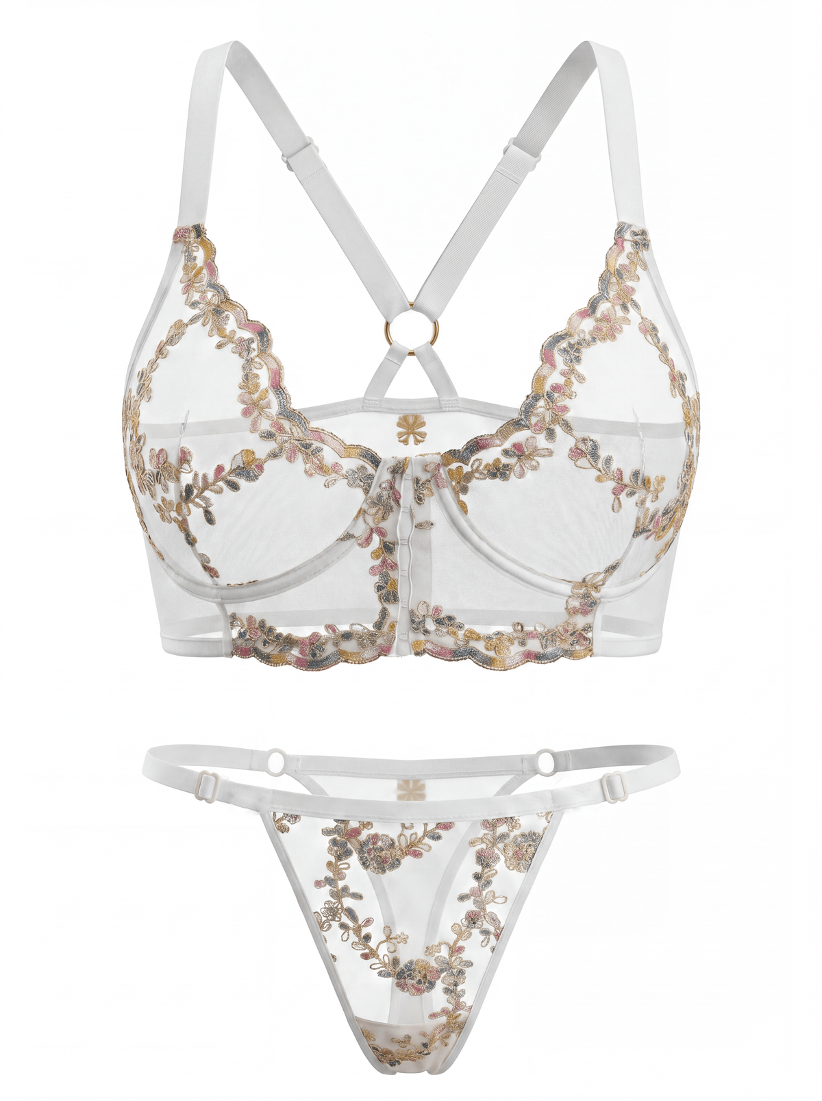 White Jardin Bustier, front view — front-closure architecture for D+ — Rimoné Paris