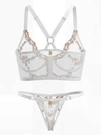 White Jardin Bustier, back view — front-closure architecture for D+ — Rimoné Paris