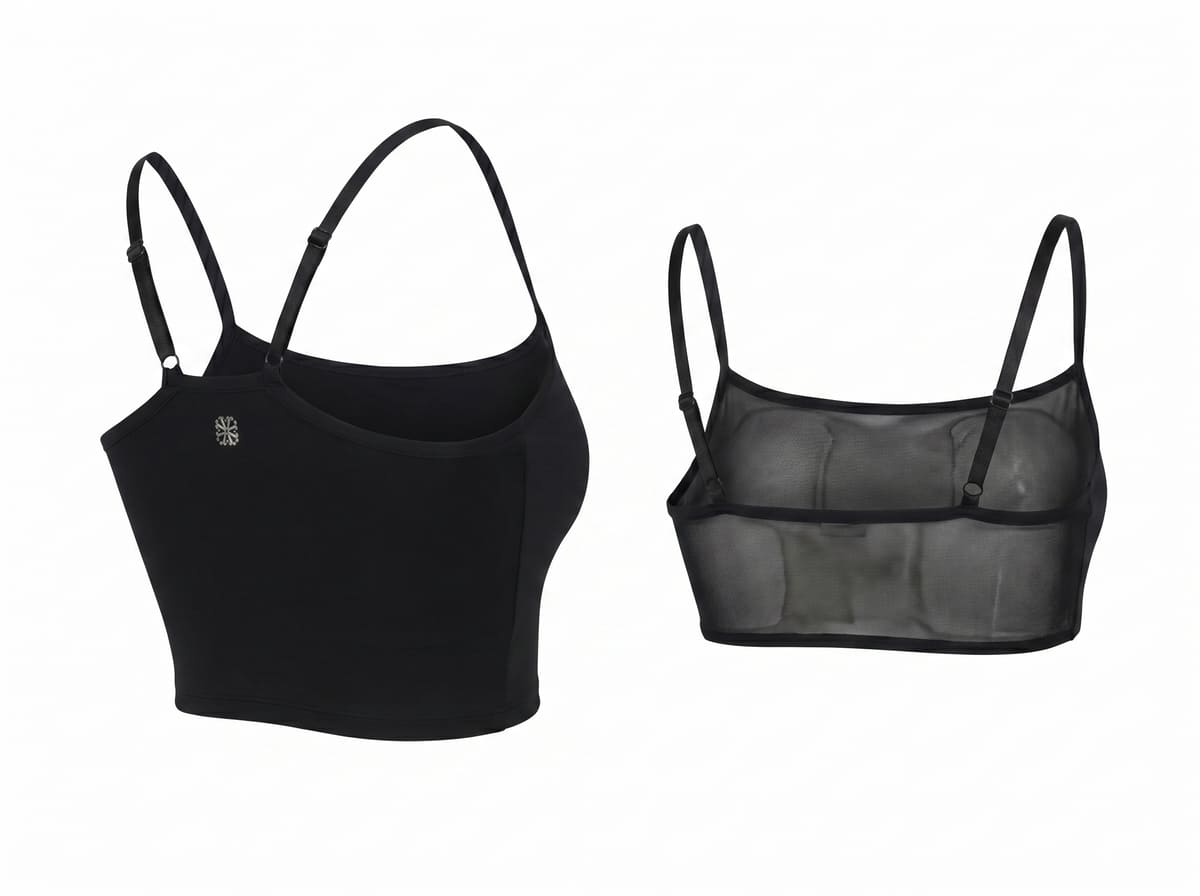 Sports Bra, back view — boned cropped cami-bra, no underwire — Rimoné Paris