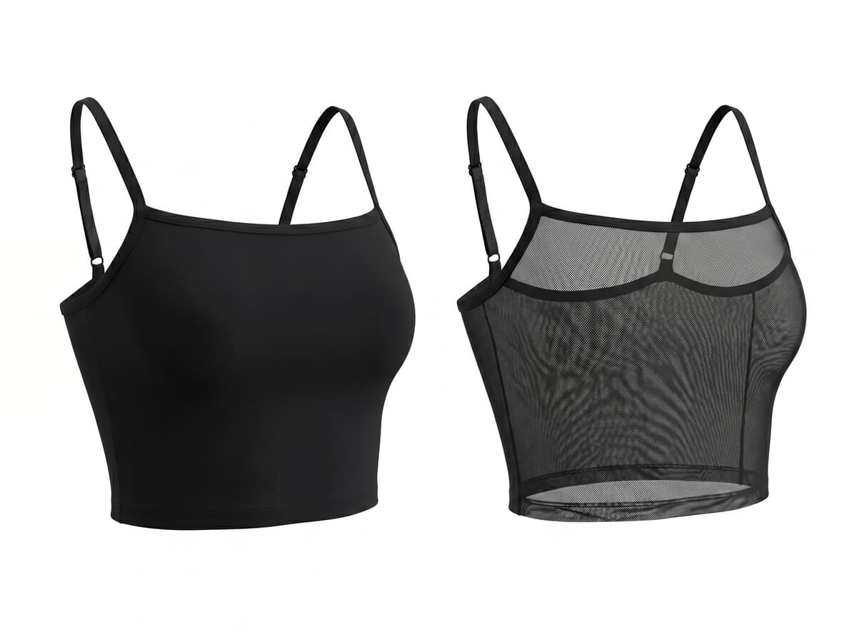 Sports Bra, front view — boned cropped cami-bra, no underwire — Rimoné Paris