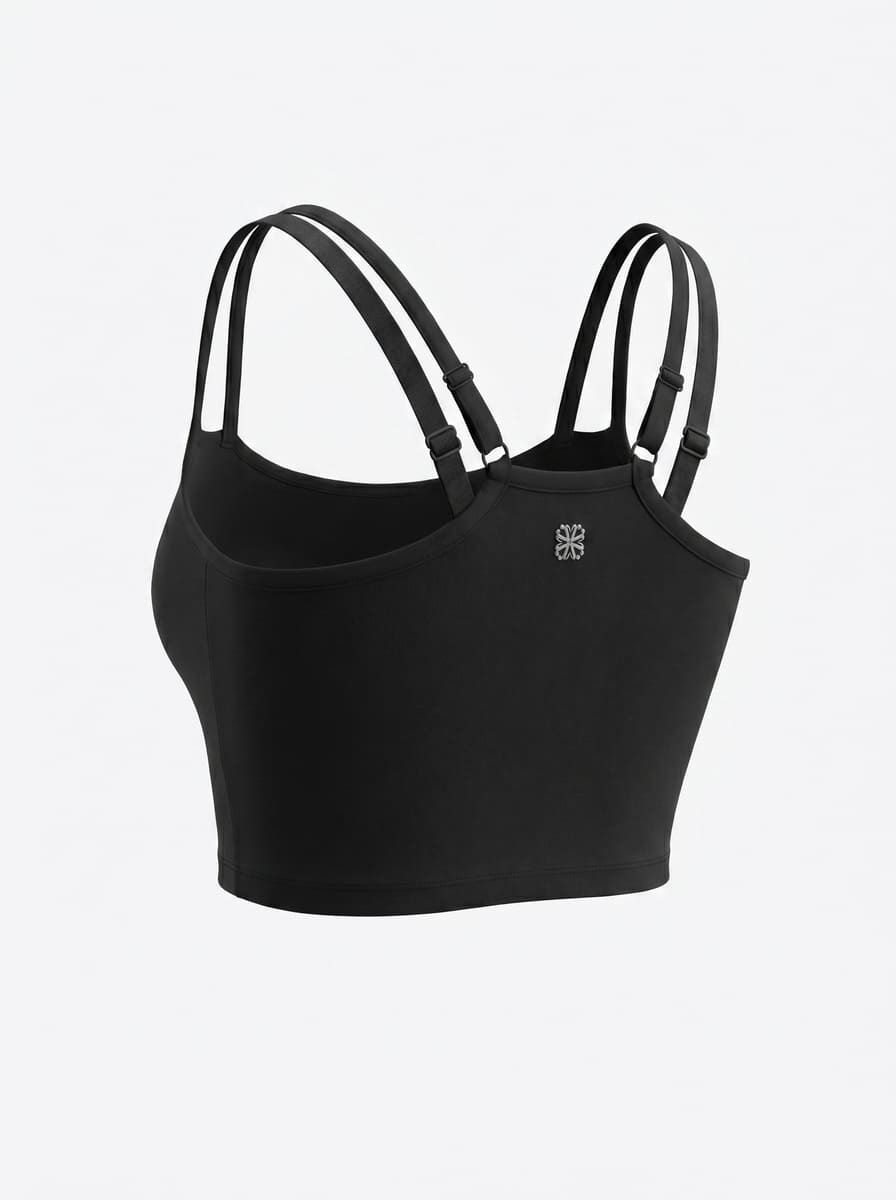Sports Bra, full-length back view — boned cropped cami-bra, no underwire — Rimoné Paris