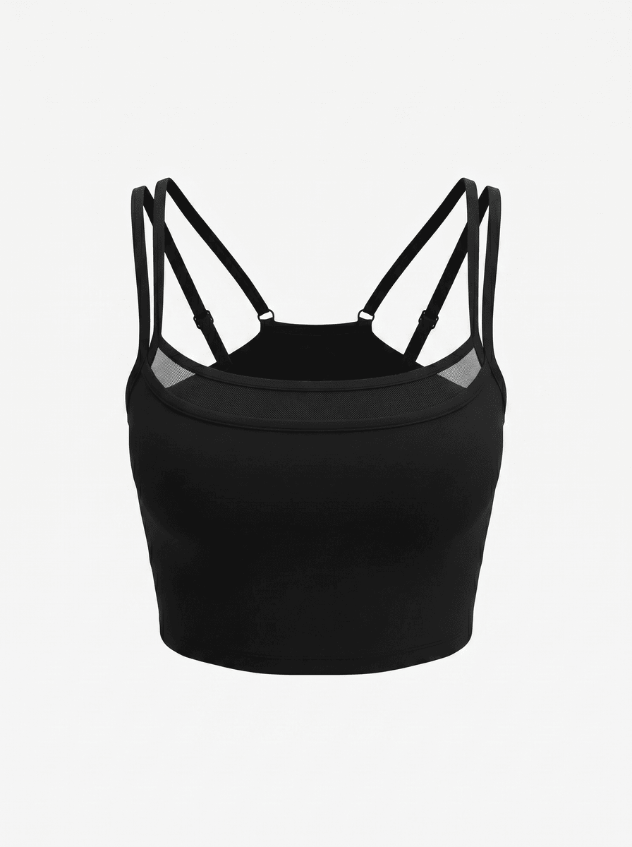 Sports Bra, full-length front view — boned cropped cami-bra, no underwire — Rimoné Paris
