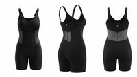 Vixen Corset Romper, all views — sculpting activewear romper in black — Rimoné Paris