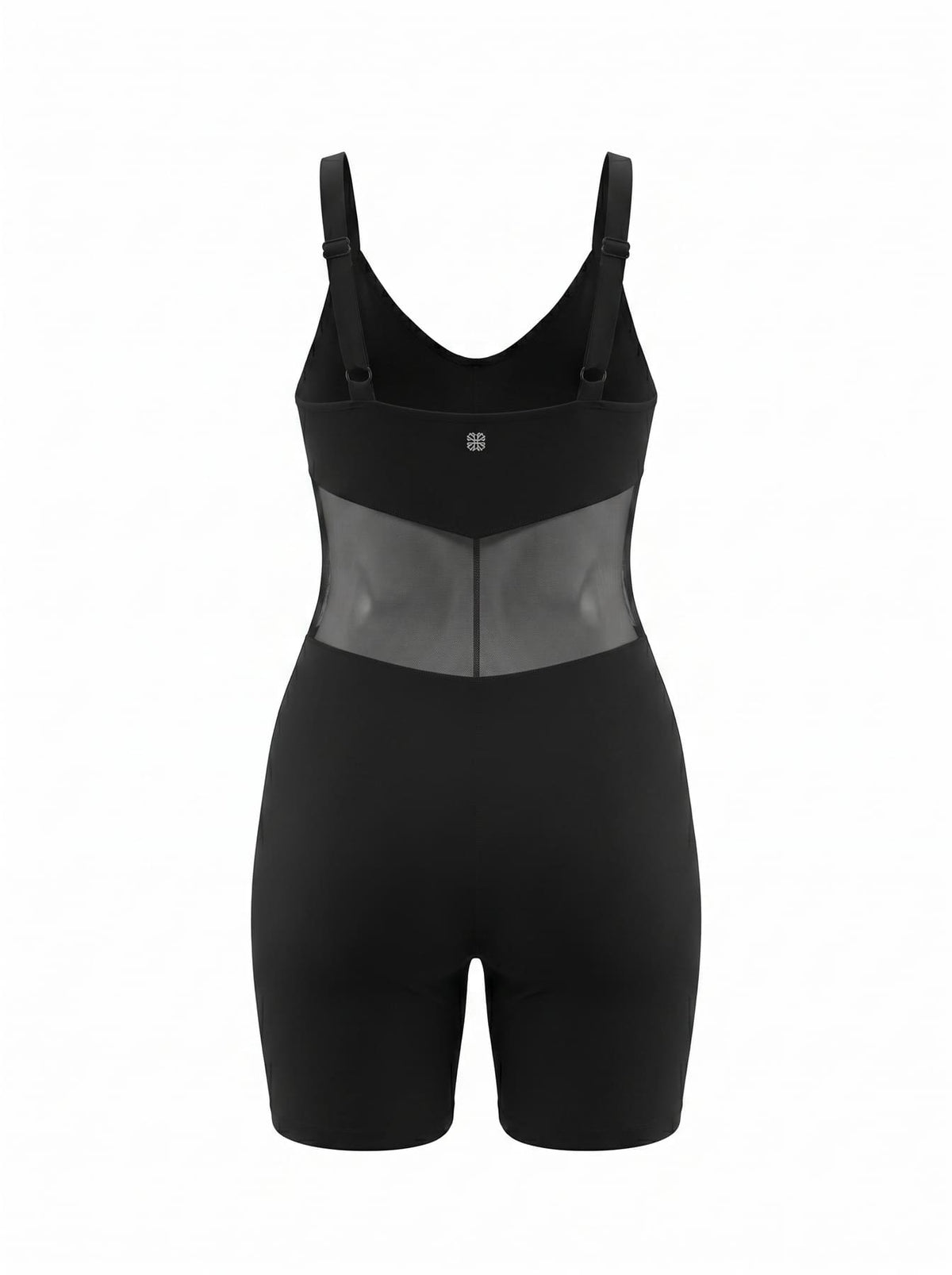 Vixen Corset Romper, back view — sculpting activewear romper in black — Rimoné Paris
