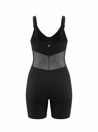 Vixen Corset Romper, back view — sculpting activewear romper in black — Rimoné Paris