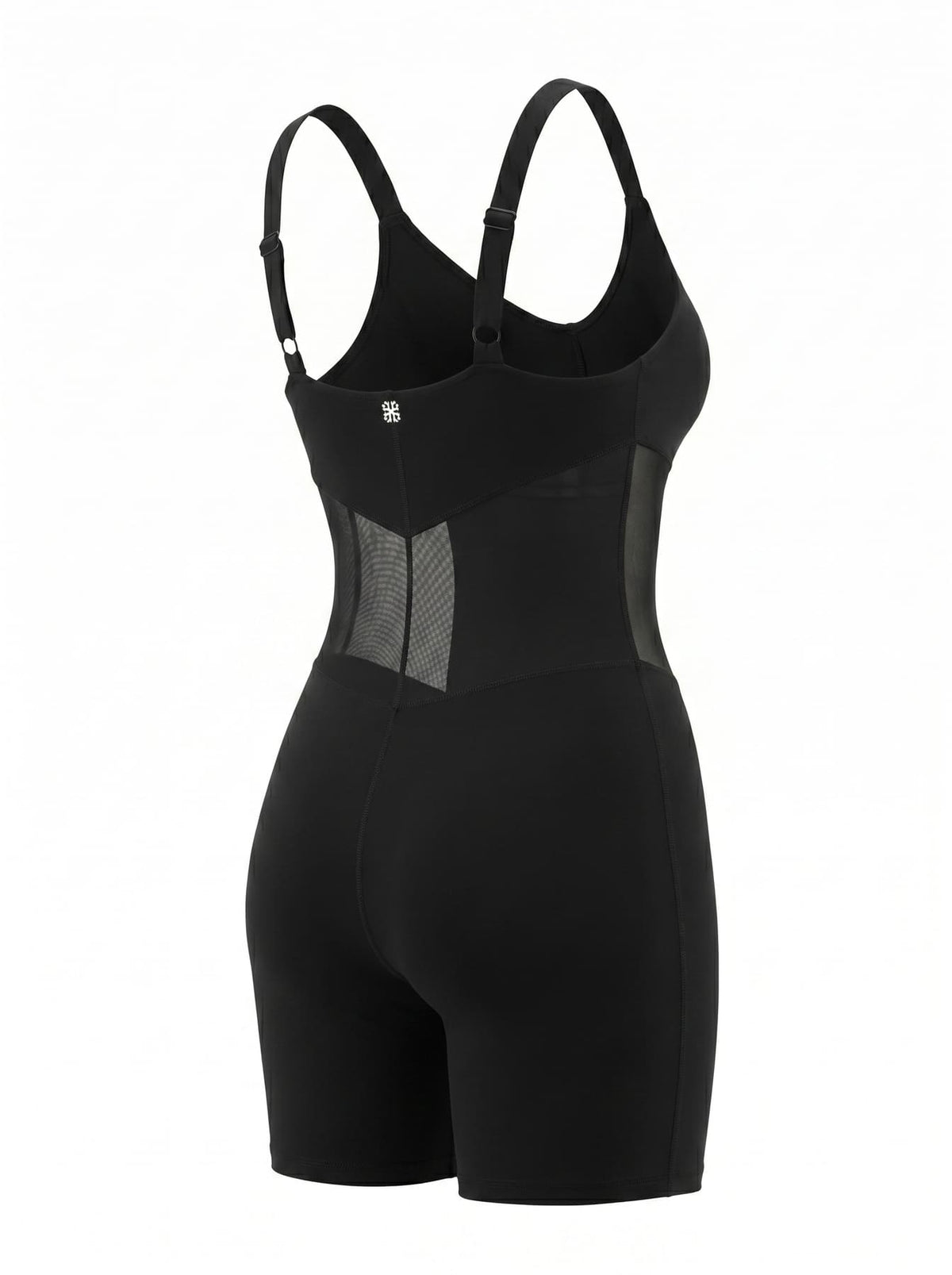 Vixen Corset Romper, side view — sculpting activewear romper in black — Rimoné Paris