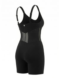 Vixen Corset Romper, side view — sculpting activewear romper in black — Rimoné Paris