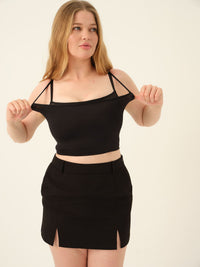 Sports Bra worn front — boned cropped cami-bra, no underwire — Rimoné Paris